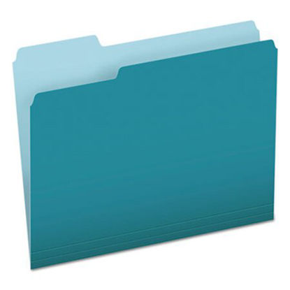 Picture of Colored File Folders, 1/3-Cut Tabs, Letter Size, Teal/Light Teal, 100/BoxPFX-15213TEA