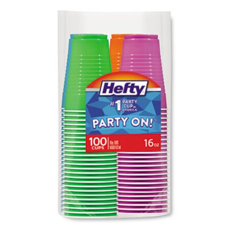 Picture of Easy Grip Disposable Plastic Party Cups, 16 oz, Assorted Colors, 100/PackRFP-C21637