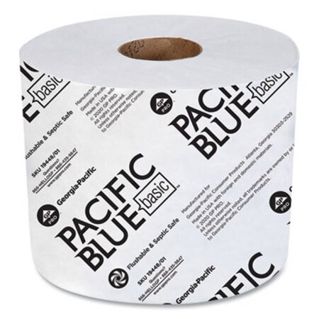 Picture of Pacific Blue Basic High-Capacity Bathroom Tissue, Septic Safe, 2-Ply, White, 1,000 Sheets/Roll, 48 Rolls/CartonGPC-1944801
