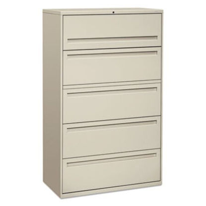 Picture of Brigade 700 Series Lateral File, 4 File Drawers, 1 Roll-Out File Shelf, 1 Roll-Out Post Shelf, Light Gray, 42" x 18" x 64.25"HON-795LQ