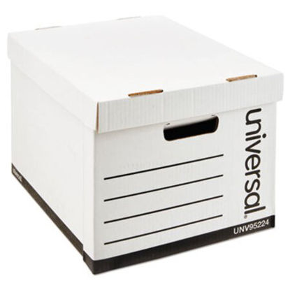 Picture of Heavy-Duty Fast Assembly Lift-Off Lid Storage Box, Letter/Legal Files, White, 12/CartonUNV-95224
