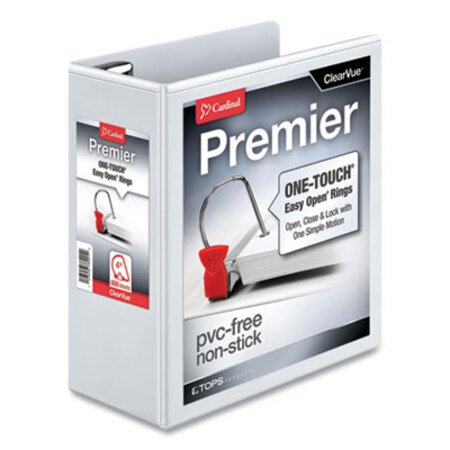 Picture of Premier Easy Open ClearVue Locking Slant-D Ring Binder, 3 Rings, 4" Capacity, 11 x 8.5, WhiteCRD-10340