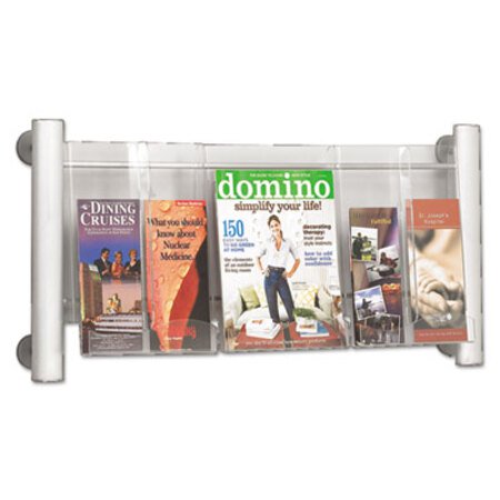 Picture of Luxe Magazine Rack, 3 Compartments, 31.75w x 5d x 15.25h, Clear/SilverSAF-4133SL