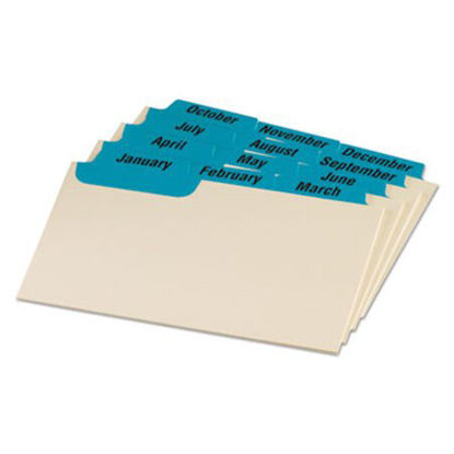 Picture of Manila Index Card Guides with Laminated Tabs, 1/3-Cut Top Tab, January to December, 3 x 5, Manila, 12/SetOXF-03513