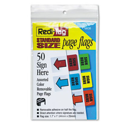 Picture of Removable Page Flags, Green/Yellow/Red/Blue/Orange, 10/Color, 50/PackRTG-76830