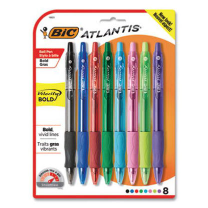 Picture of Velocity Ballpoint Pen, Retractable, Atlantis Bold 1.6 mm, Assorted Ink and Barrel Colors, 8/PackBIC-VLGBAP81AST