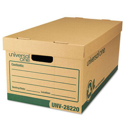 Picture of Recycled Heavy-Duty Record Storage Box, Letter Files, Kraft/Green, 12/CartonUNV-28220