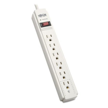 Picture of Protect It! Surge Protector, 6 Outlets, 6 ft Cord, 790 Joules, Light GrayTRP-TLP606