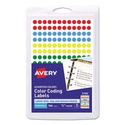 Picture of Handwrite Only Self-Adhesive Removable Round Color-Coding Labels, 0.25" dia., Assorted, 192/Sheet, 4 Sheets/Pack, (5795)AVE-05795