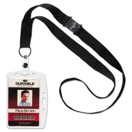 Picture of ID/Security Card Holder Set, Vertical/Horizontal, Lanyard, Clear, 10/PackDBL-826819