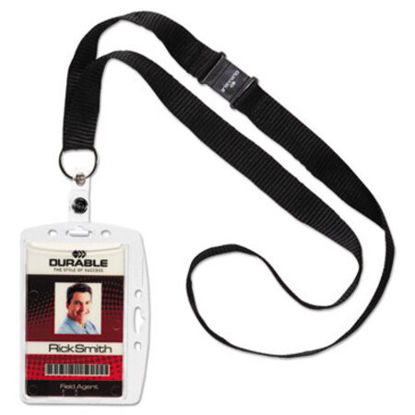 Picture of ID/Security Card Holder Set, Vertical/Horizontal, Lanyard, Clear, 10/PackDBL-826819