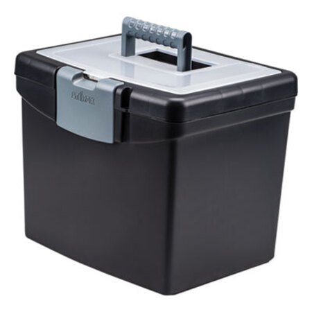 Picture of Portable File Box with Large Organizer Lid, Letter Files, 13.25" x 10.88" x 11", BlackSTX-61504U01C
