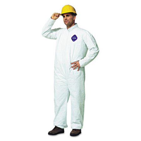 Picture of Tyvek Coveralls, Open Wrist/Ankle, HD Polyethylene, White, Large, 25/CartonDUP-TY120SL