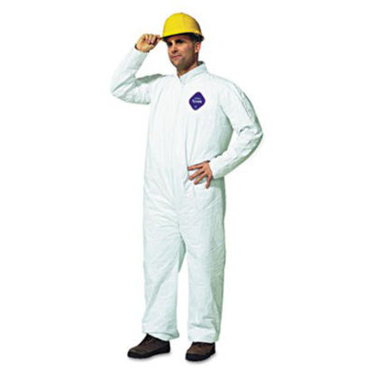Picture of Tyvek Coveralls, Open Wrist/Ankle, HD Polyethylene, White, Large, 25/CartonDUP-TY120SL