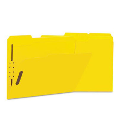 Picture of Deluxe Reinforced Top Tab Folders with Two Fasteners, 1/3-Cut Tabs, Letter Size, Yellow, 50/BoxUNV-13524