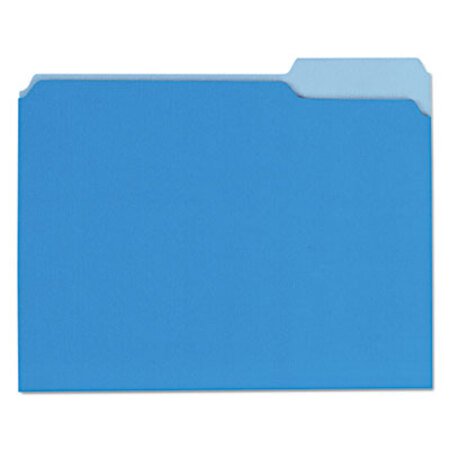 Picture of Interior File Folders, 1/3-Cut Tabs, Letter Size, Blue, 100/BoxUNV-12301