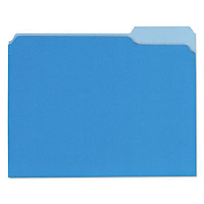Picture of Interior File Folders, 1/3-Cut Tabs, Letter Size, Blue, 100/BoxUNV-12301