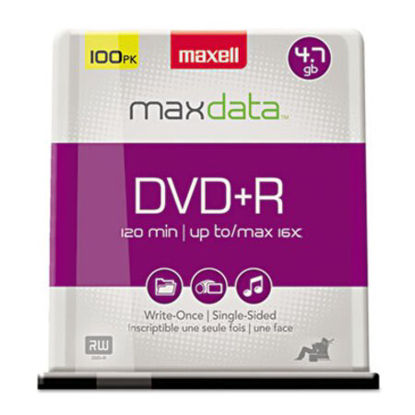 Picture of DVD+R High-Speed Recordable Disc, 4.7 GB, 16x, Spindle, Silver, 100/PackMAX-639016