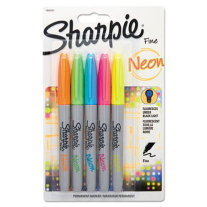 Picture of Neon Permanent Markers, Fine Bullet Tip, Assorted Colors, 5/PackSAN-1860443