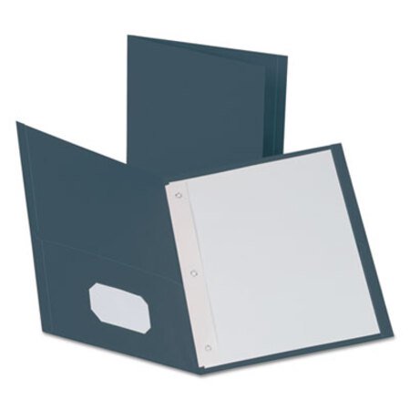Picture of Twin-Pocket Folders with 3 Fasteners, Letter, 1/2" Capacity, Dark Blue, 25/BoxOXF-57738
