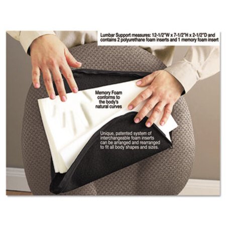 Picture of The ComfortMakers Deluxe Lumbar Support Cushion, Memory Foam, 12.5 x 2.5 x 7.5, BlackMAS-92061