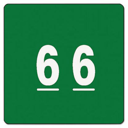 Picture of Numerical End Tab File Folder Labels, 6, 1.5 x 1.5, Green, 250/RollSMD-67426