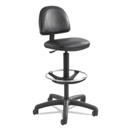 Picture of Precision Extended-Height Swivel Stool, Adjustable Footring, Supports 250 lb, 23" to 33" Seat Height, Black Vinyl, Black BaseSAF-3406BL