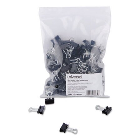 Picture of Binder Clips in Zip-Seal Bag, Mini, Black/Silver, 144/PackUNV-10199VP
