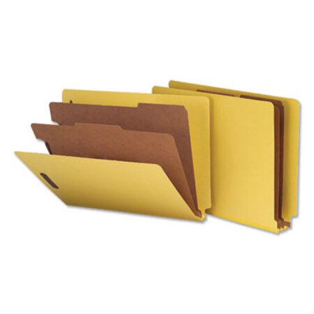Picture of Deluxe Six-Section Colored Pressboard End Tab Classification Folders, 2 Dividers, Letter Size, Yellow, 10/BoxUNV-10319