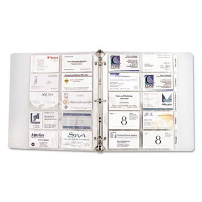 Picture of Tabbed Business Card Binder Pages, 20 Cards Per Letter Page, Clear, 5 PagesCLI-61117