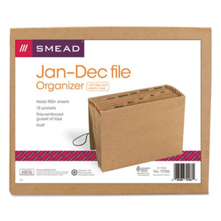 Picture of Indexed Expanding Kraft Files, 12 Sections, 1/12-Cut Tab, Letter Size, KraftSMD-70186