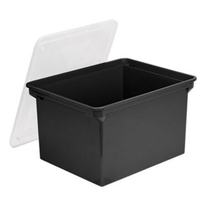 Picture of Plastic File Tote, Letter/Legal Files, 18.5" x 14.25" x 10.88", Black/ClearSTX-61528U01C