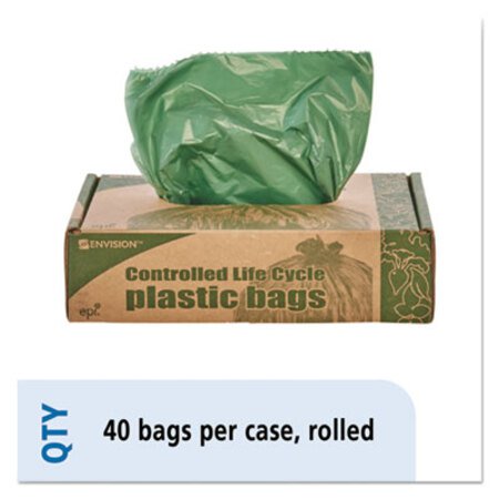 Picture of Controlled Life-Cycle Plastic Trash Bags, 33 gal, 1.1 mil, 33" x 40", Green, 40/BoxSTO-G3340E11