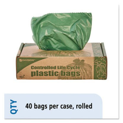Picture of Controlled Life-Cycle Plastic Trash Bags, 33 gal, 1.1 mil, 33" x 40", Green, 40/BoxSTO-G3340E11