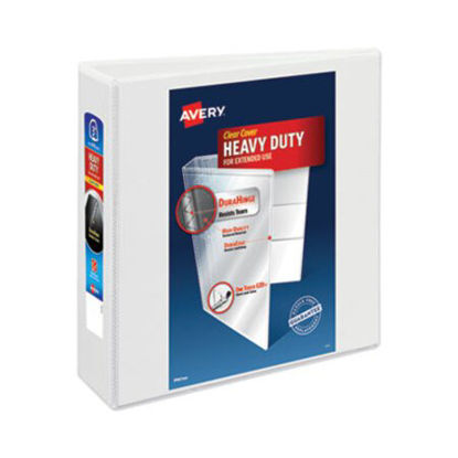 Picture of Heavy-Duty View Binder with DuraHinge and Locking One Touch EZD Rings, 3 Rings, 3" Capacity, 11 x 8.5, WhiteAVE-79193