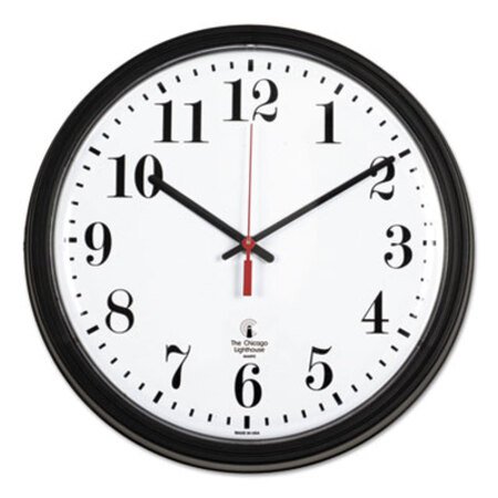 Picture of Black Quartz CONTRACT Clock, 13.75" Overall Diameter, Black Case, 1 AA (sold separately)ILC-67700002