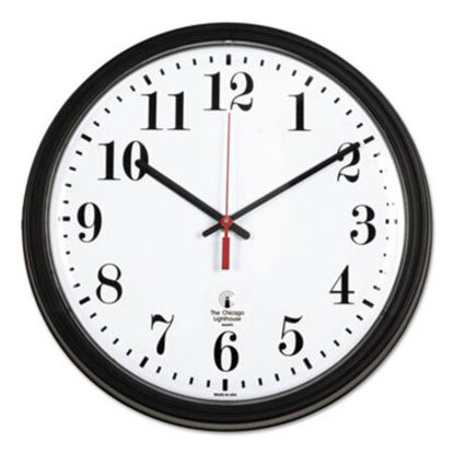 Picture of Black Quartz CONTRACT Clock, 13.75" Overall Diameter, Black Case, 1 AA (sold separately)ILC-67700002