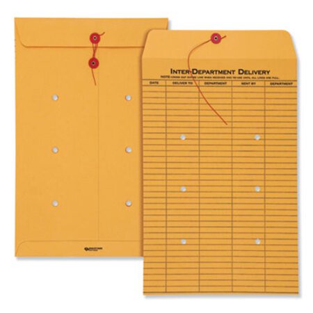 Picture of Brown Kraft String and Button Interoffice Envelope, #98, One-Sided Five-Column Format, 10 x 15, Brown Kraft, 100/CartonQUA-63564