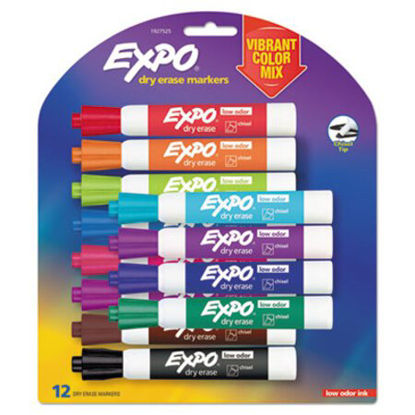 Picture of Low Odor Dry Erase Vibrant Color Markers, Broad Chisel Tip, Assorted Colors, 12/SetSAN-1927525
