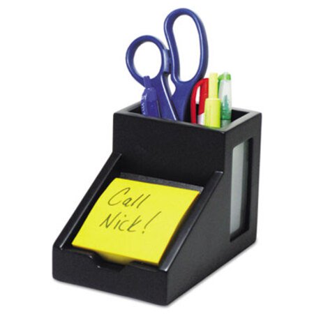 Picture of Midnight Black Collection Pencil Cup with Note Holder, 4 x 6 3/10 x 4 1/2, WoodVCT-95055