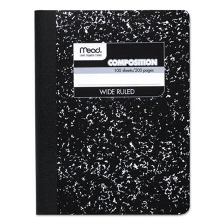 Picture of Composition Book, Wide/Legal Rule, Black Cover, 9.75 x 7.5, 100 SheetsMEA-09910
