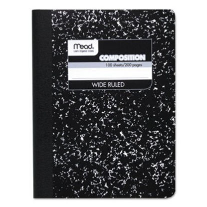 Picture of Composition Book, Wide/Legal Rule, Black Cover, 9.75 x 7.5, 100 SheetsMEA-09910