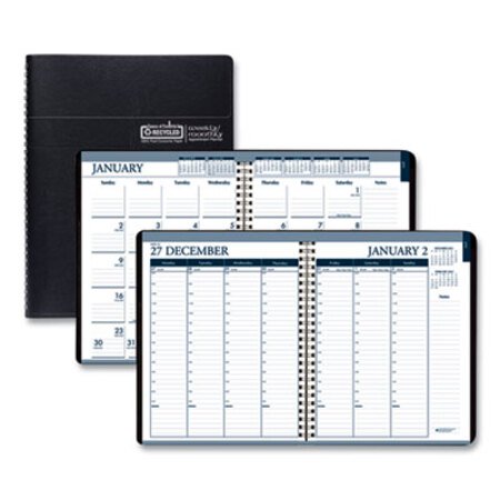 Picture of Recycled Wirebound Weekly/Monthly Planner, 11 x 8.5, Black Leatherette, 2022HOD-28302
