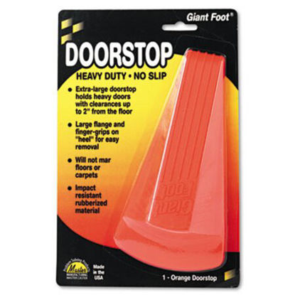 Picture of Giant Foot Doorstop, No-Slip Rubber Wedge, 3.5w x 6.75d x 2h, Safety OrangeMAS-00965