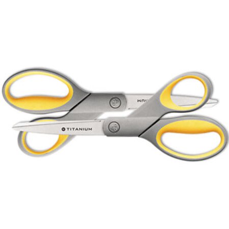 Picture of Titanium Bonded Scissors, 8" Long, 3.5" Cut Length, Gray/Yellow Straight Handles, 2/PackACM-13901