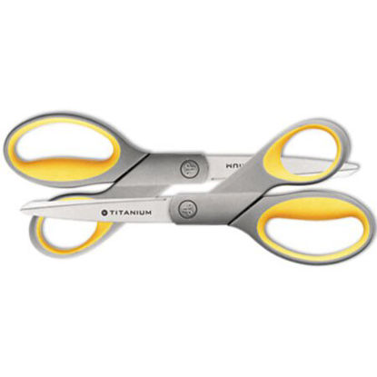 Picture of Titanium Bonded Scissors, 8" Long, 3.5" Cut Length, Gray/Yellow Straight Handles, 2/PackACM-13901