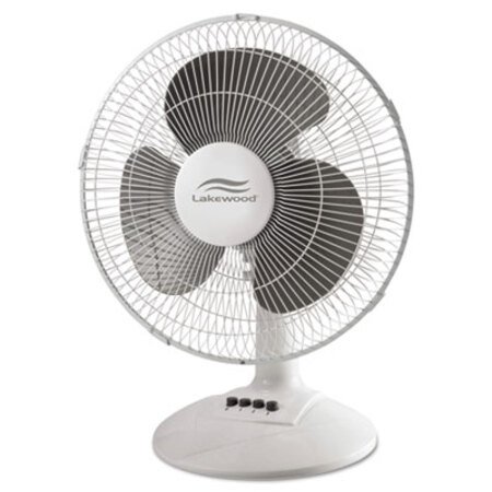 Picture of 12-Inch Three-Speed Oscillating Desk Fan, Metal/Plastic, WhiteLAK-LDF1210BWM