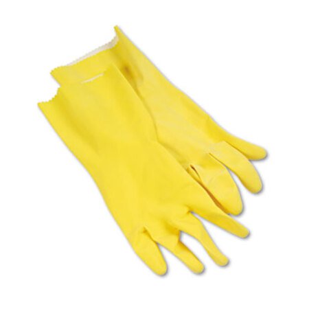 Picture of Flock-Lined Latex Cleaning Gloves, Large, Yellow, 12 PairsBWK-242L