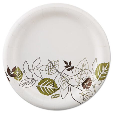 Picture of Pathways Soak-Proof Shield Mediumweight Paper Plates, WiseSize, 6.88" dia, Green/Burgundy, 125/PackDXE-UX7WSPK