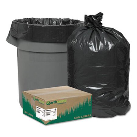 Picture of Linear Low Density Recycled Can Liners, 45 gal, 1.25 mil, 40" x 46", Black, 100/CartonWBI-RNW4850